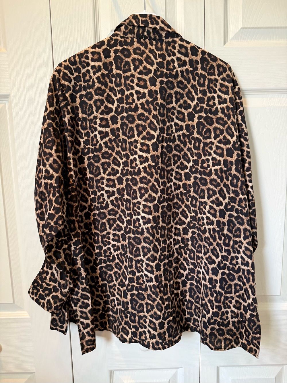 # Michael Kors 2X Leopard Zip-Front Blouse - Black & Tan - Picture 7 of 8